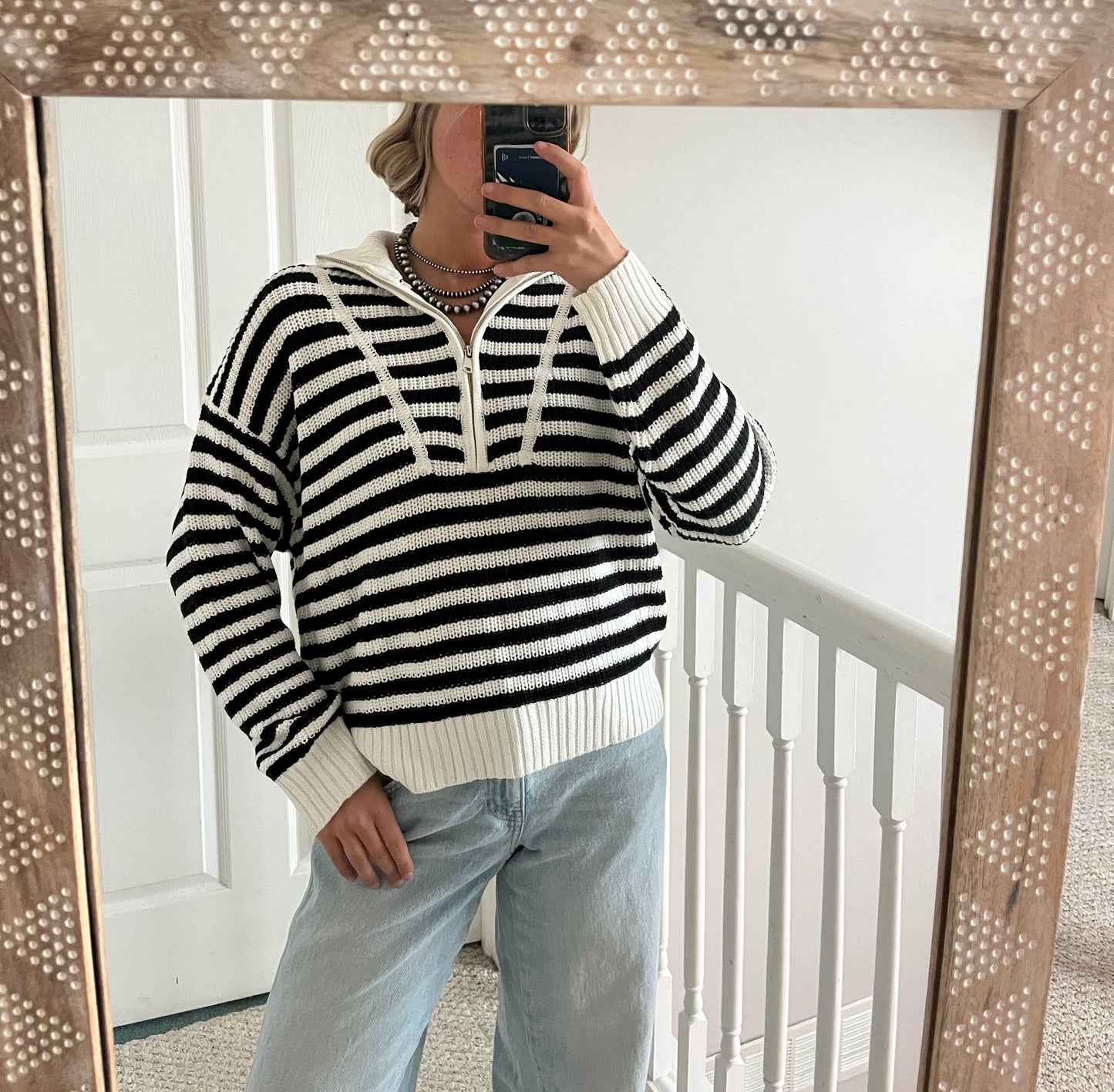 Striped Knit Quarter Zip