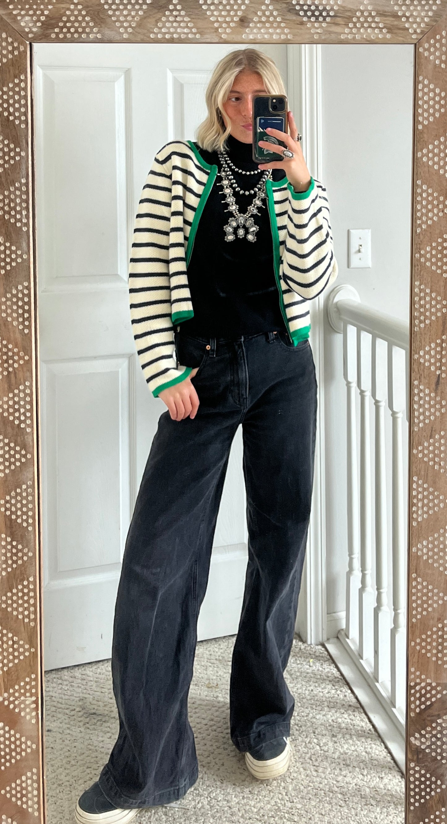 Stripe Zip Up Cardigan