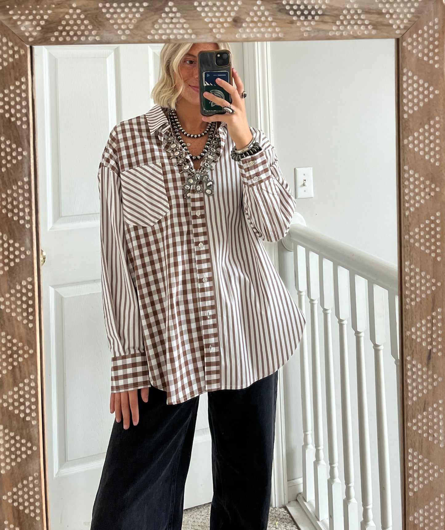 Brown Contrast Button Down