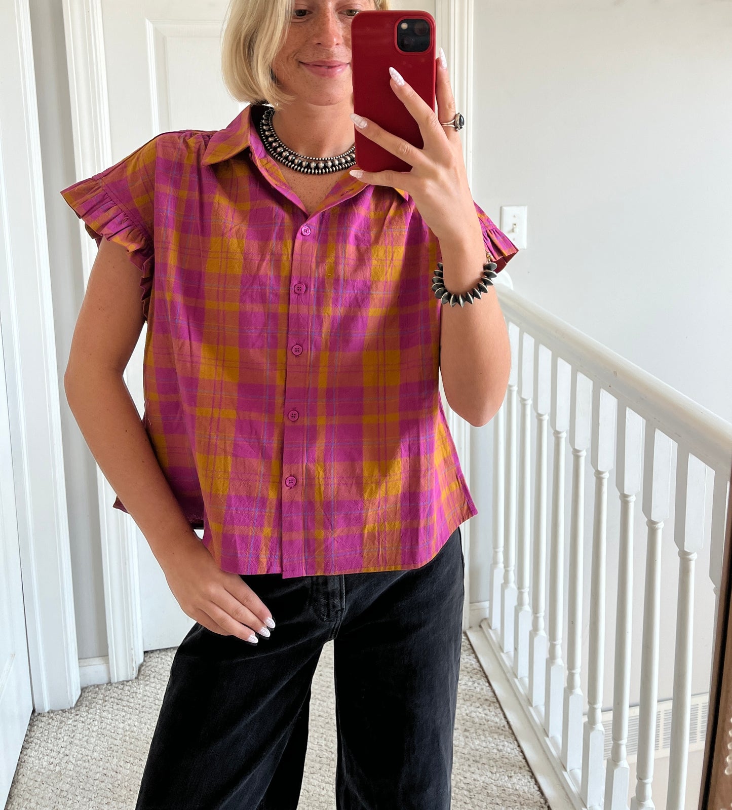 Plaid Print Top