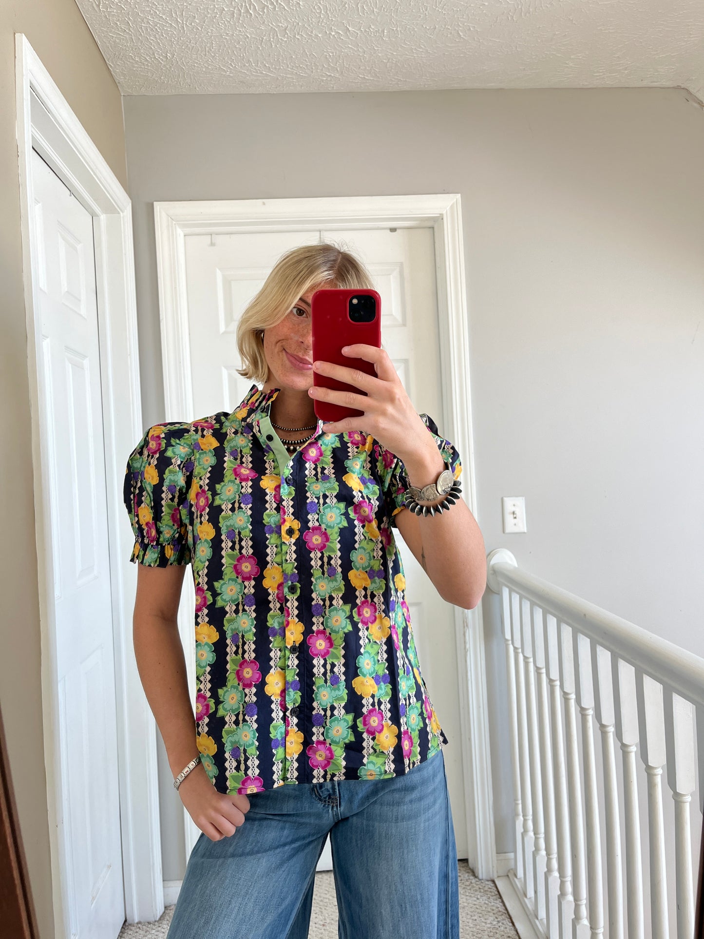 Navy Floral Top