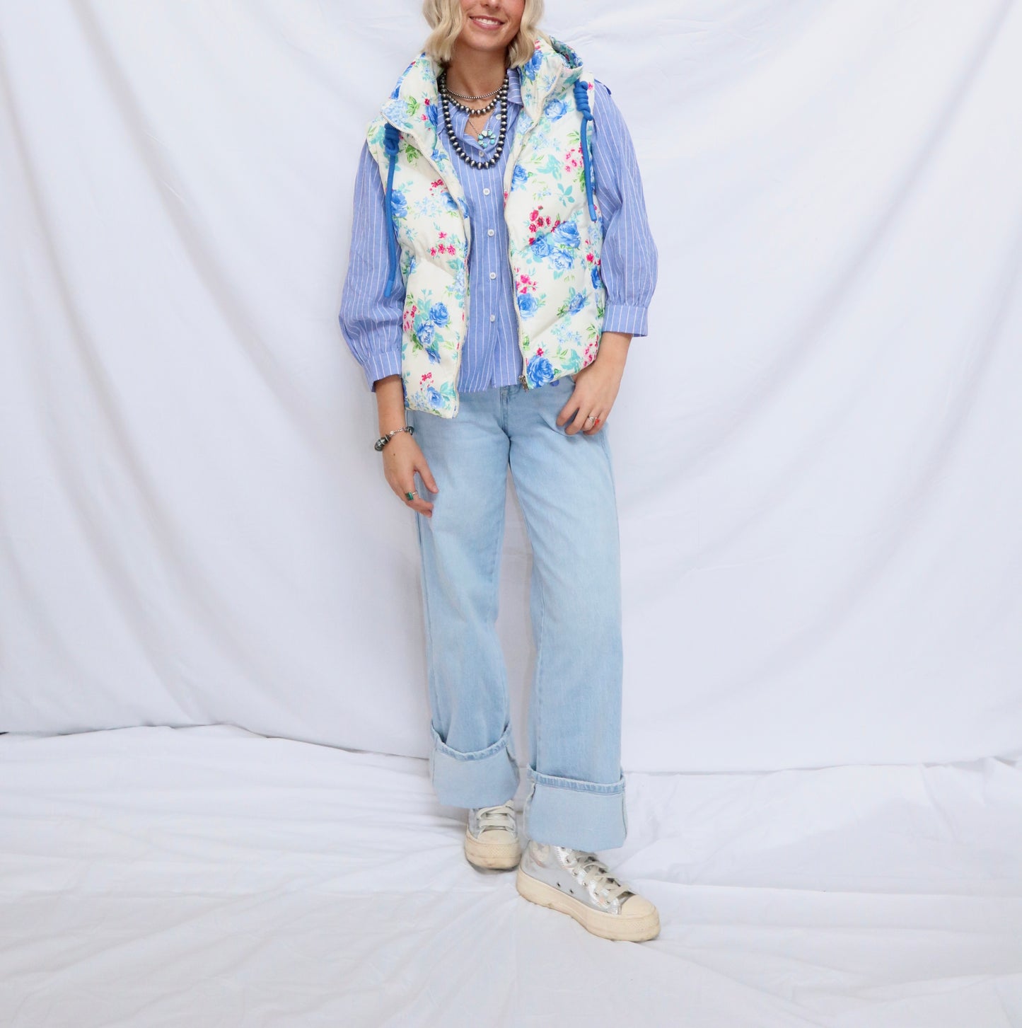 Floral Print Puffer Vest