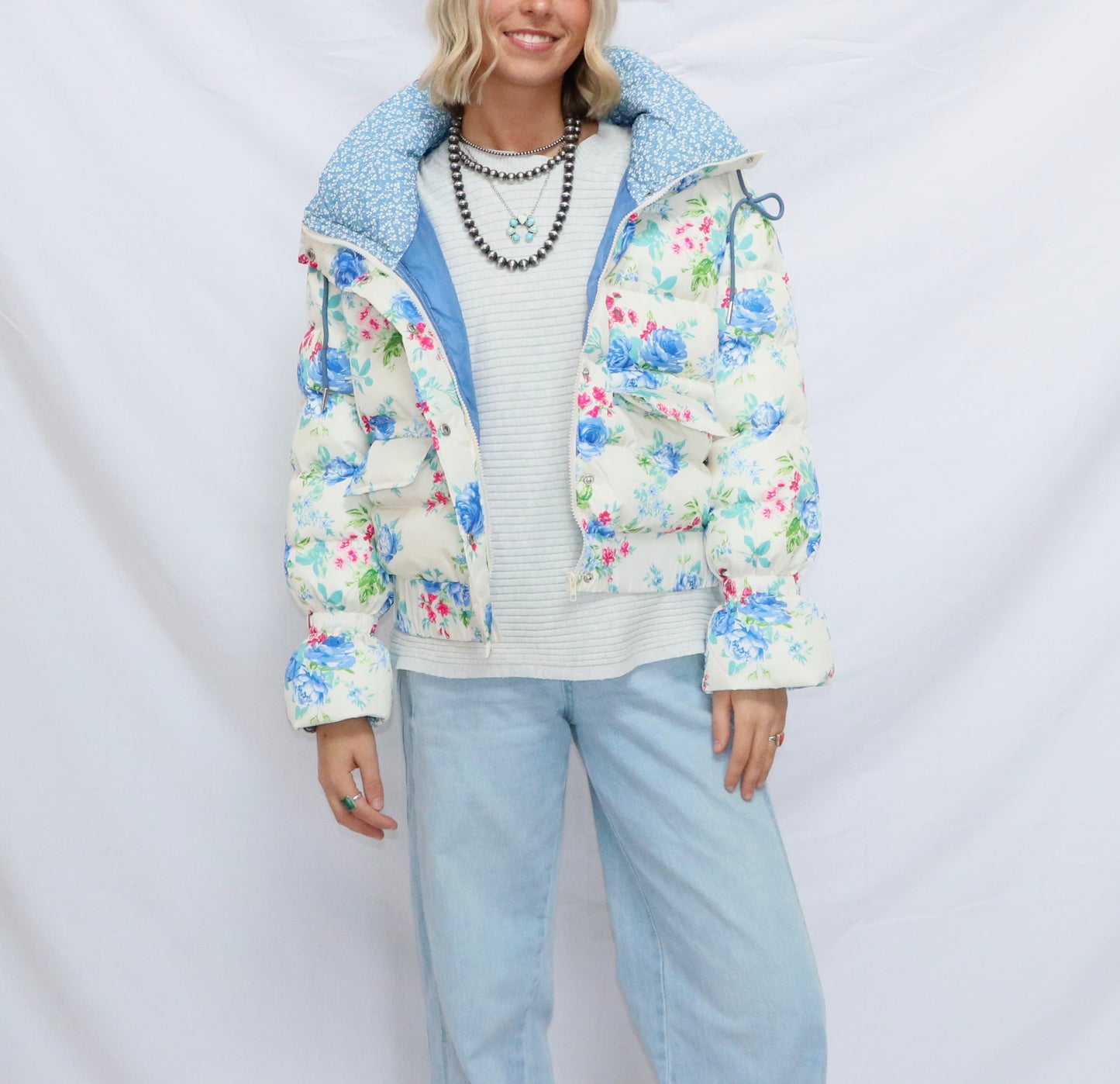 Floral Print Puffer Jacket