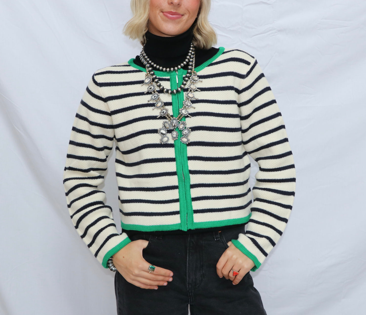 Stripe Zip Up Cardigan