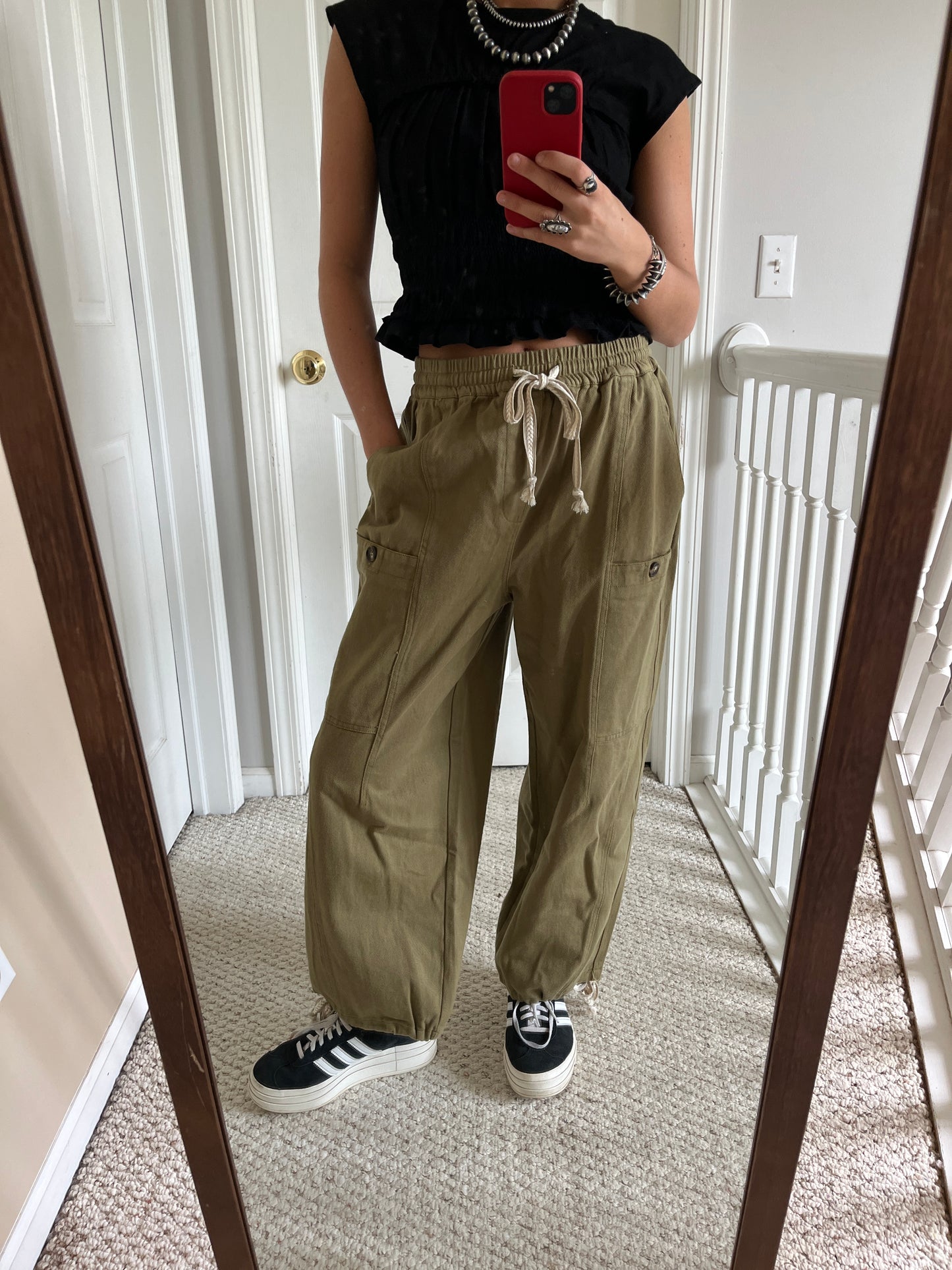 Army Green Barrel Pants