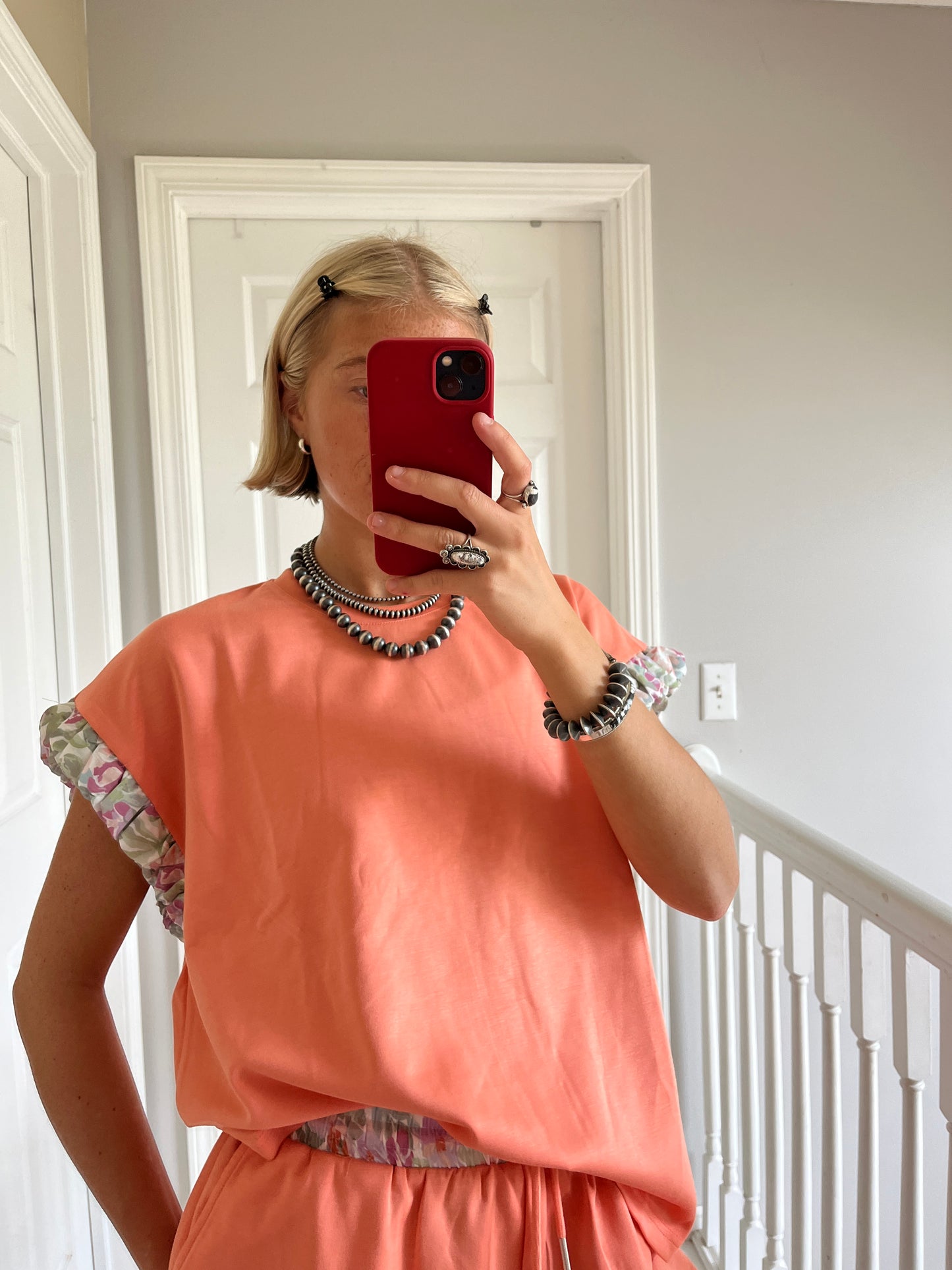 Peach and Floral Detail Set