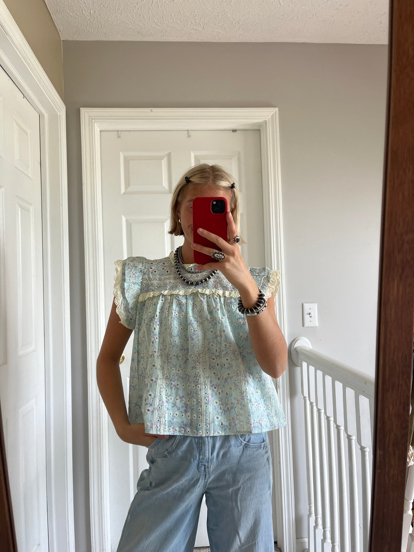 Floral Ruffle Sleeve Top