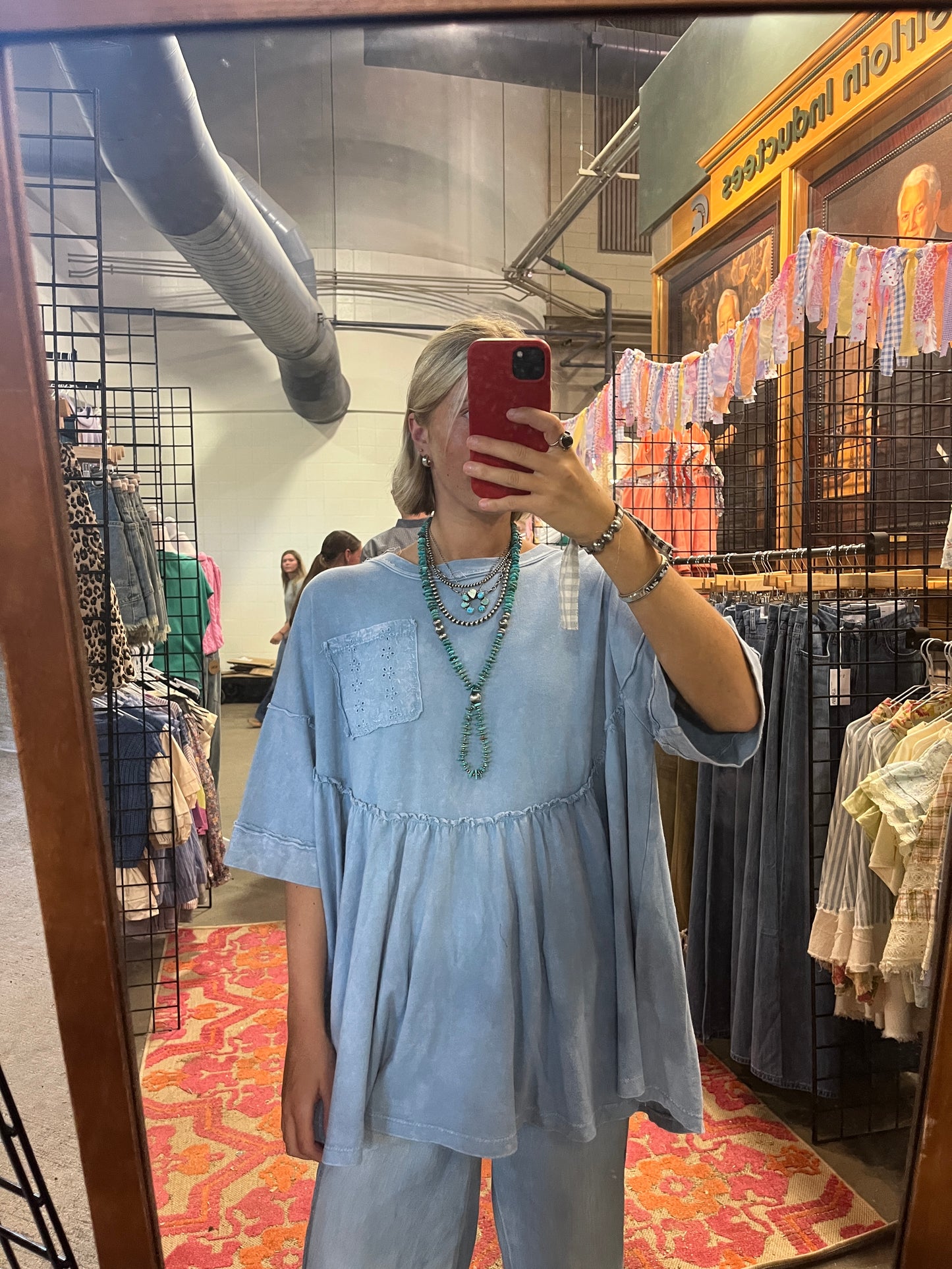 Blue Babydoll Oversized Top