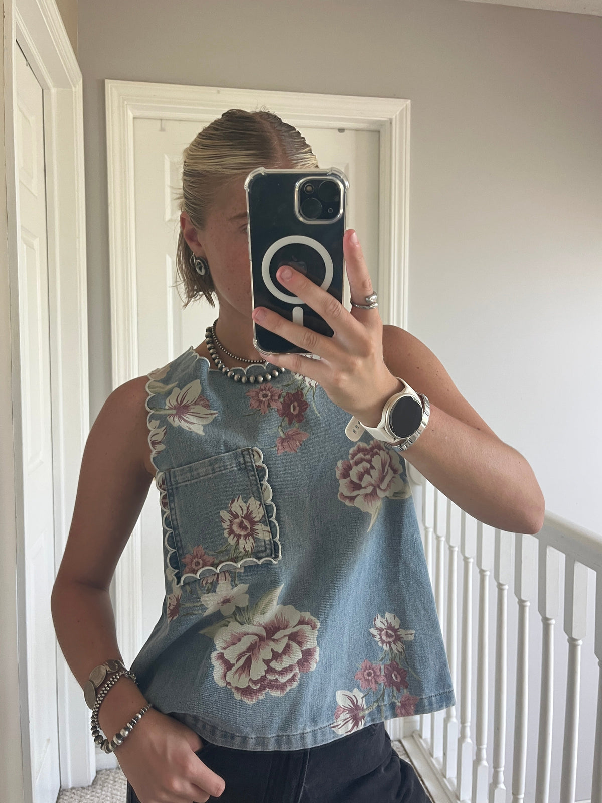 Floral Denim Top