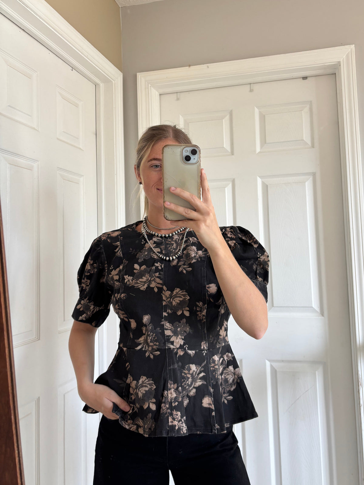 Black Printed Top