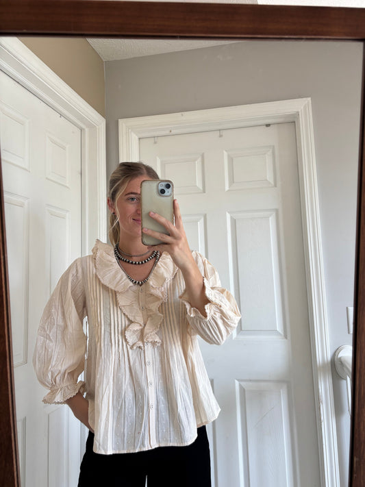 Cream Ruffled Blouse