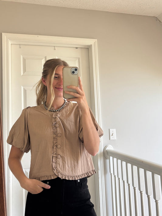 Tan Button Top