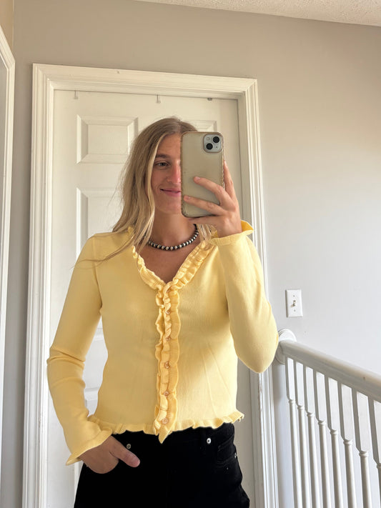 Yellow Ruffle Cardigan