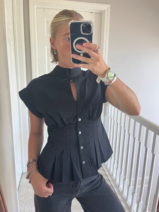 Black Smocked Top