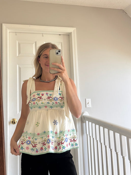 Floral Border Print Tank