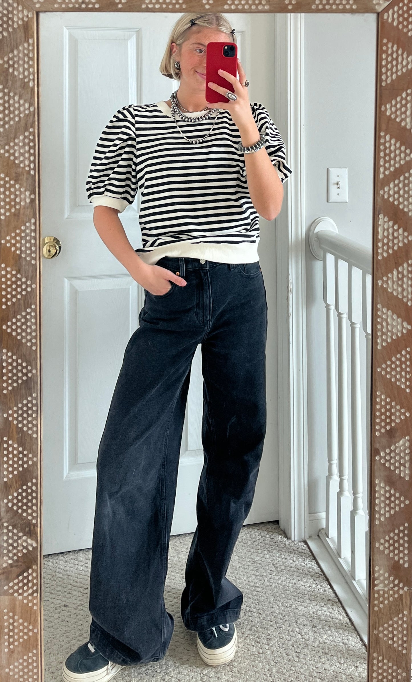 Striped Puff Sleeve Top