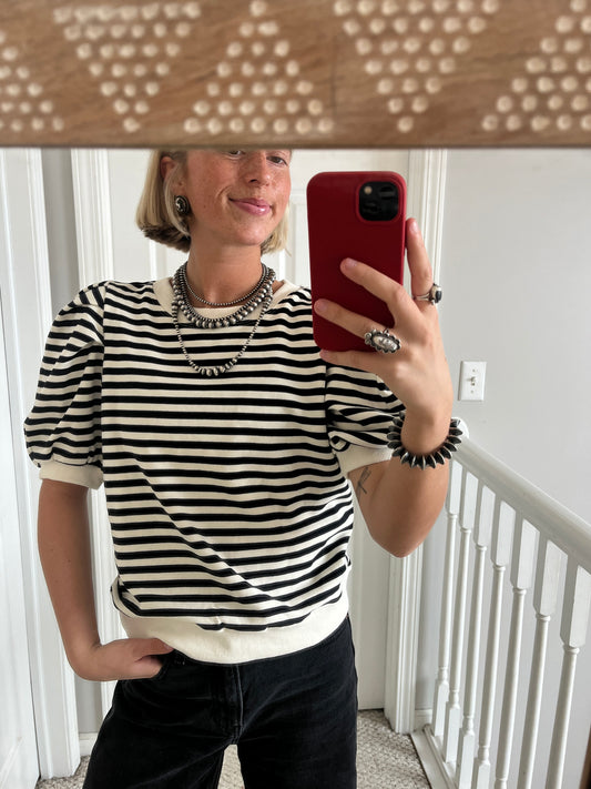 Striped Puff Sleeve Top