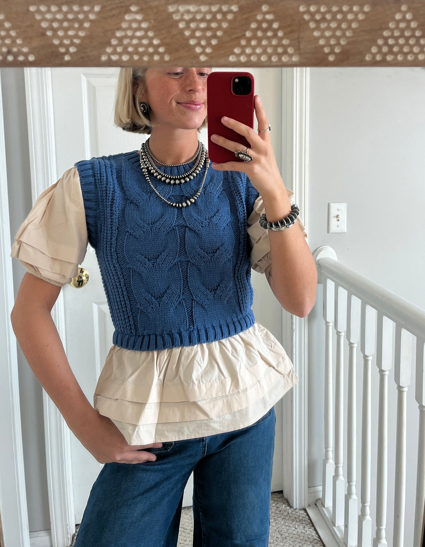 Mixed Cable Knit Top