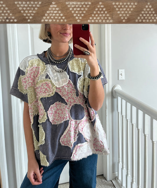 Floral Patchwork Oversized Tee