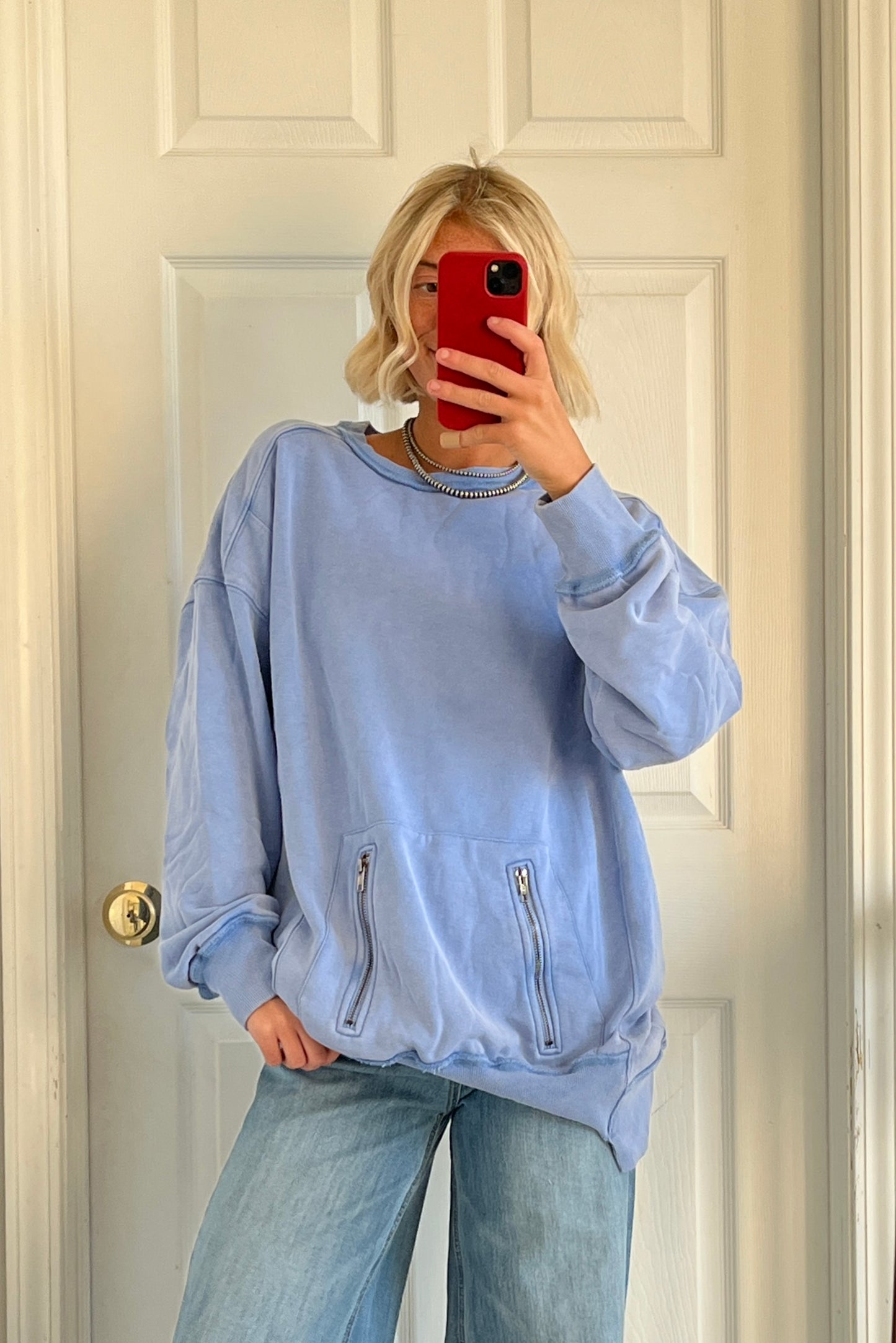 Zipper Washed Pocket Hoodie