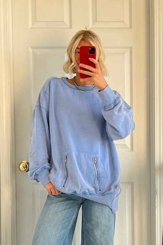 Zipper Washed Pocket Hoodie