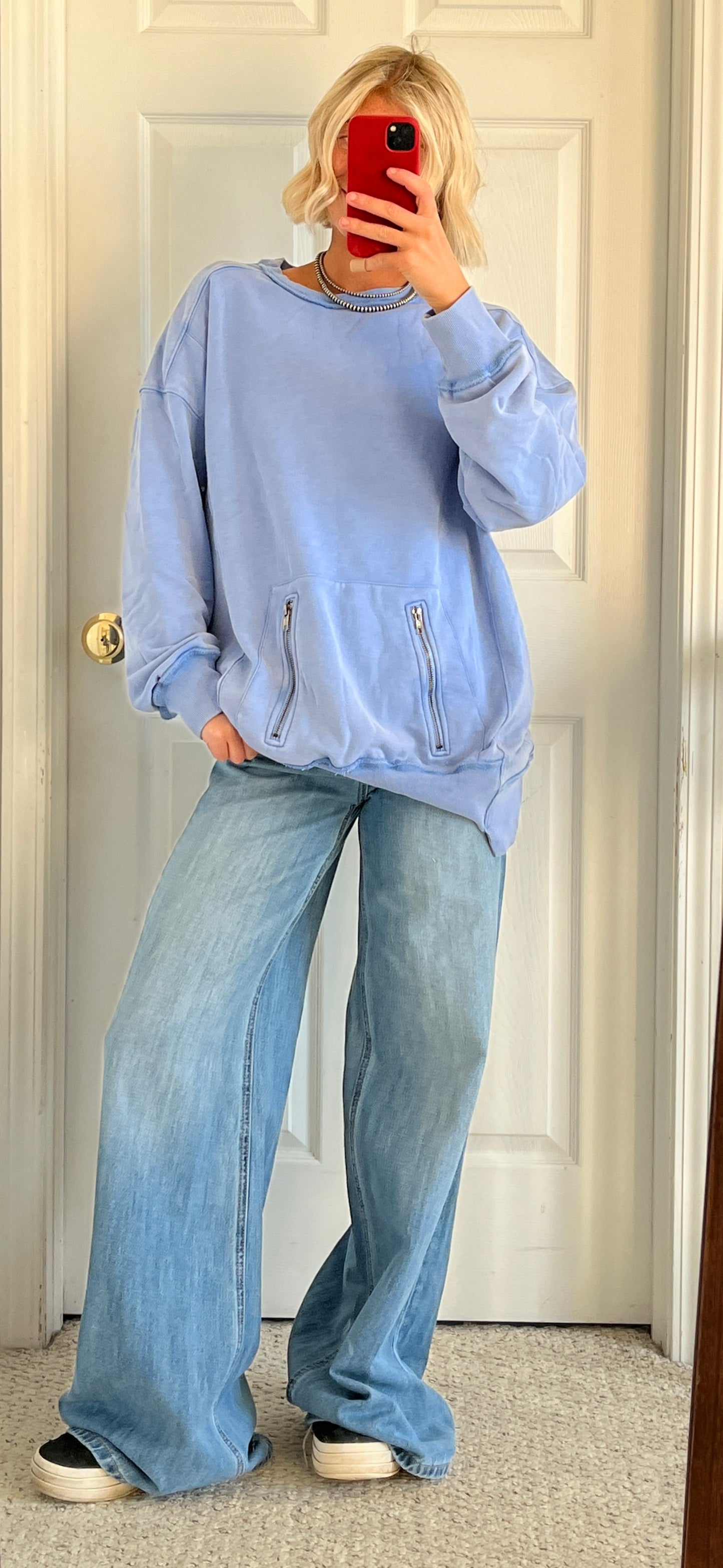 Zipper Washed Pocket Hoodie