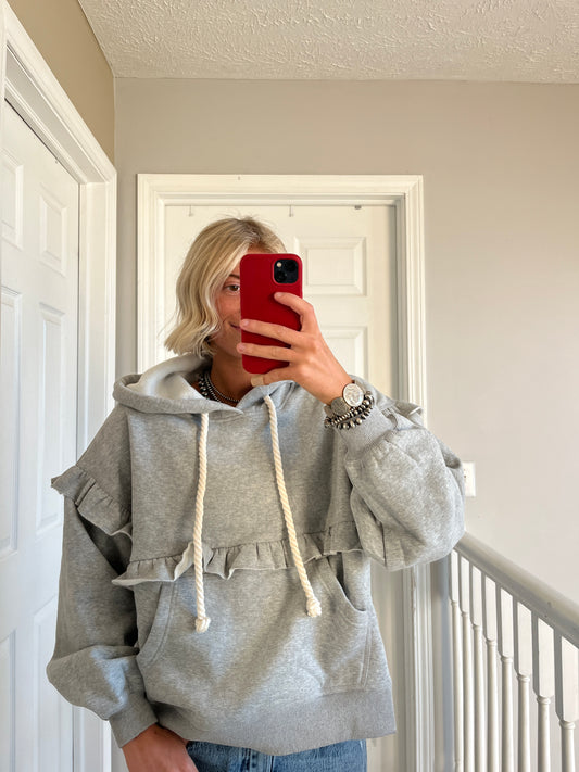 Grey Ruffle Sweatshirt