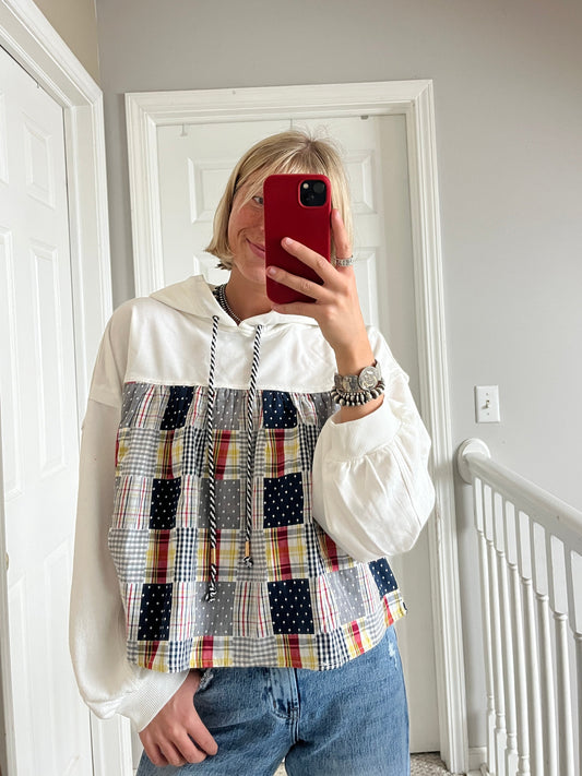 Mixed Pattern Patch Hoodie