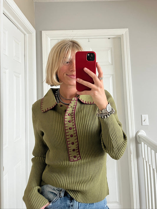 Olive Knit Top