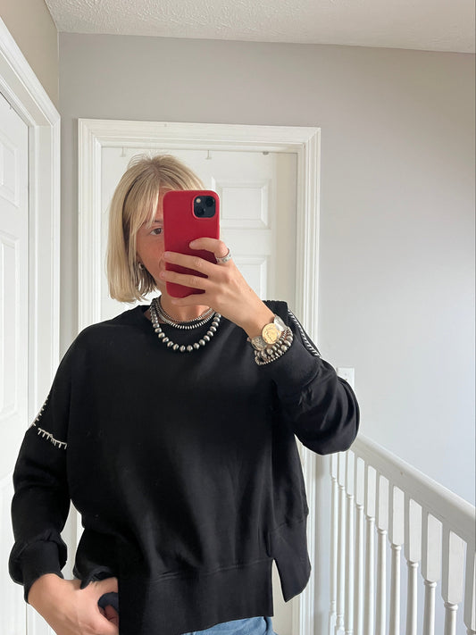 Black Stitch Detail Top