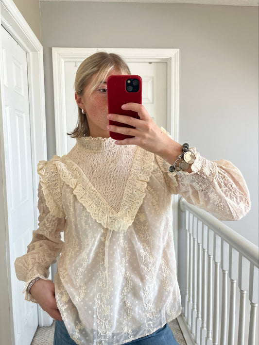 Cream Embroidered Blouse