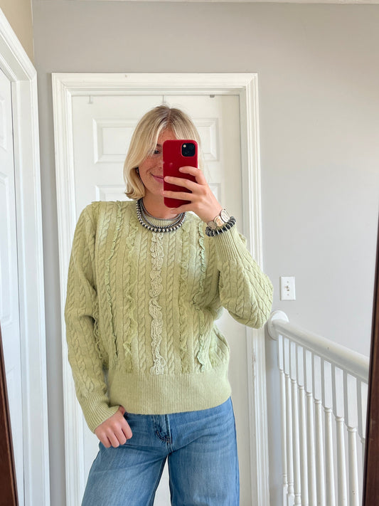 Green Lace Detail Sweater