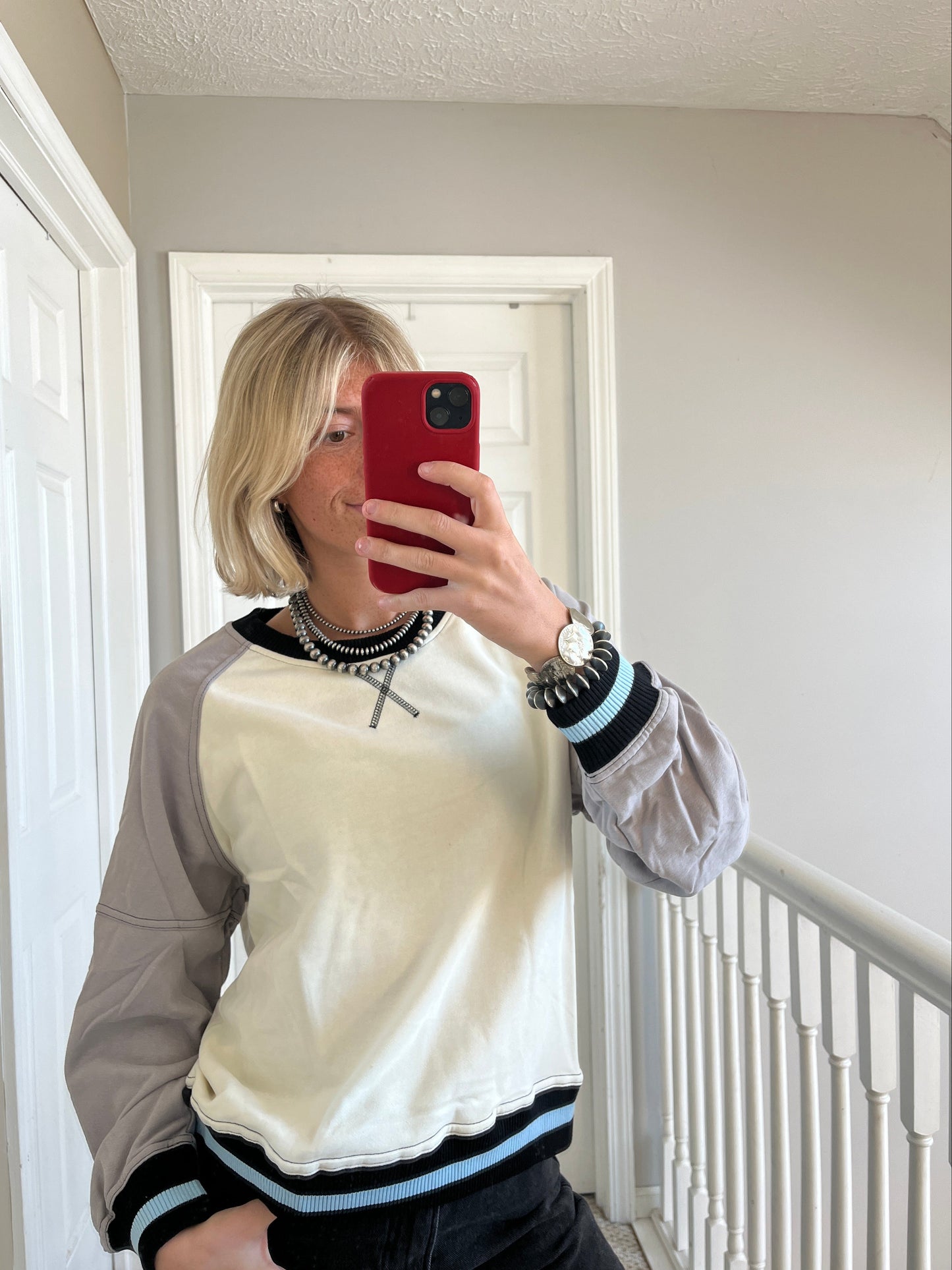 Teal Detail Crewneck