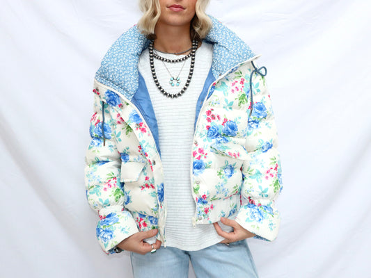 Floral Print Puffer Jacket