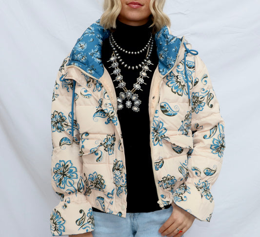 Paisley Print Puffer Jacket