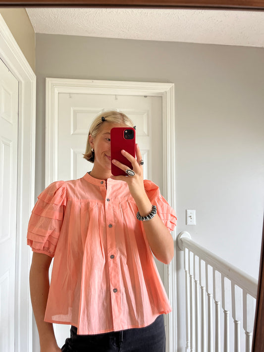 Peach Puff Sleeve Top