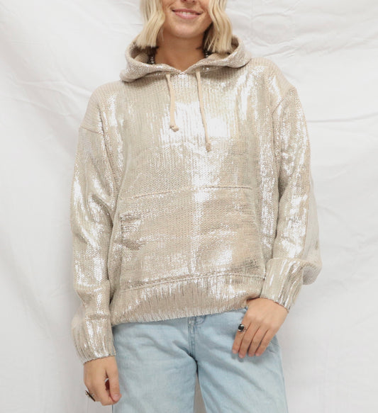 Metallic Knit Hoodie