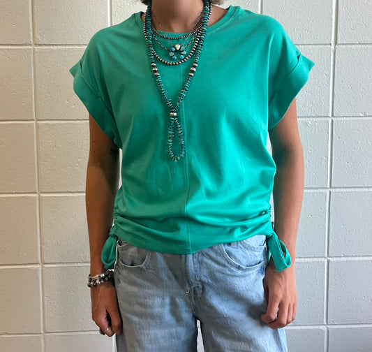 Teal Side Tie Top