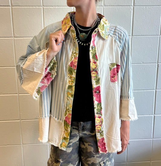 Oversized Mixed Button Down