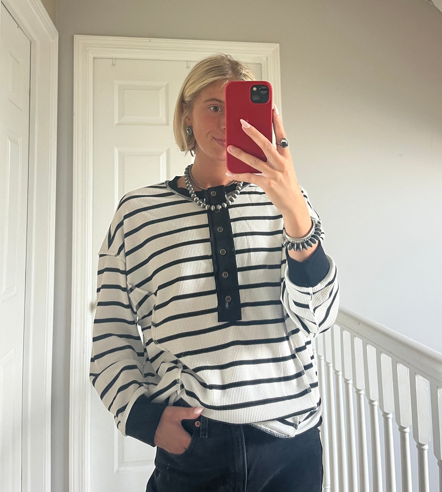 Striped Button Long Sleeve