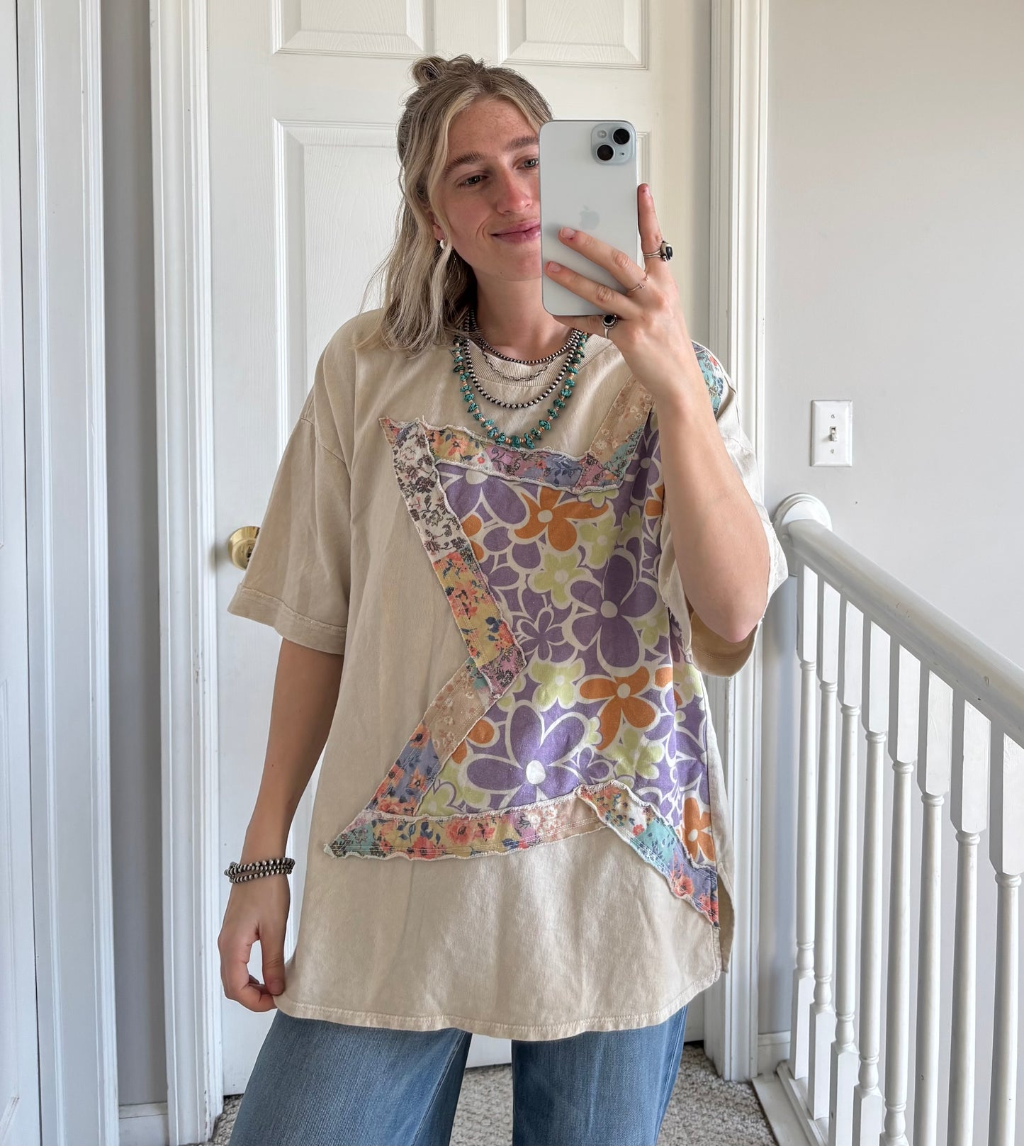 Star Floral Patchwork Top